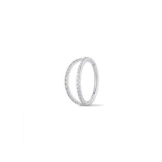 Titanium Double Hoop Cubic Zirconia Segment Ring - SkinKandy | Body Jewellery & Piercing Online Australia