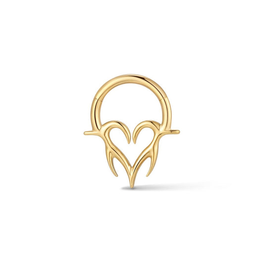 316L Stainless Steel Spike Heart Segment Ring 16G 10mm - Gold - SkinKandy | Body Jewellery & Piercing