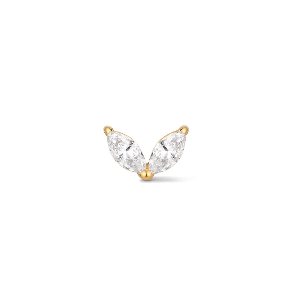 Titanium Internally Threaded Dual Marquis V Shape Cubic Zirconia Flatback - SkinKandy | Body Jewellery & Piercing Online Australia