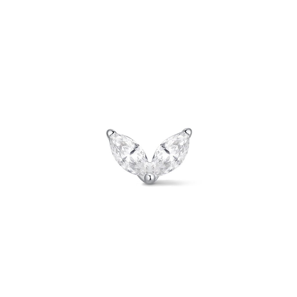 Titanium Internally Threaded Dual Marquis V Shape Cubic Zirconia Flatback - SkinKandy | Body Jewellery & Piercing Online Australia