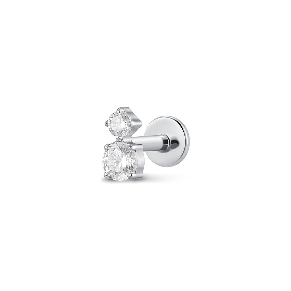 Titanium Internally Threaded Round Dual Cubic Zirconia Flatback - SkinKandy | Body Jewellery & Piercing Online Australia