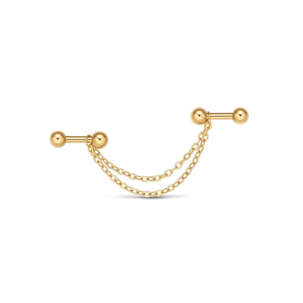 Titanium Externally Threaded Double Bar Industrial Chain Barbell - SkinKandy | Body Jewellery & Piercing Online Australia