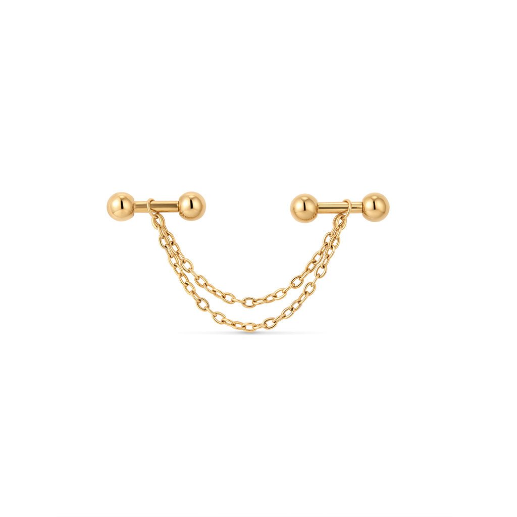Titanium Externally Threaded Double Bar Industrial Chain Barbell - SkinKandy | Body Jewellery & Piercing Online Australia
