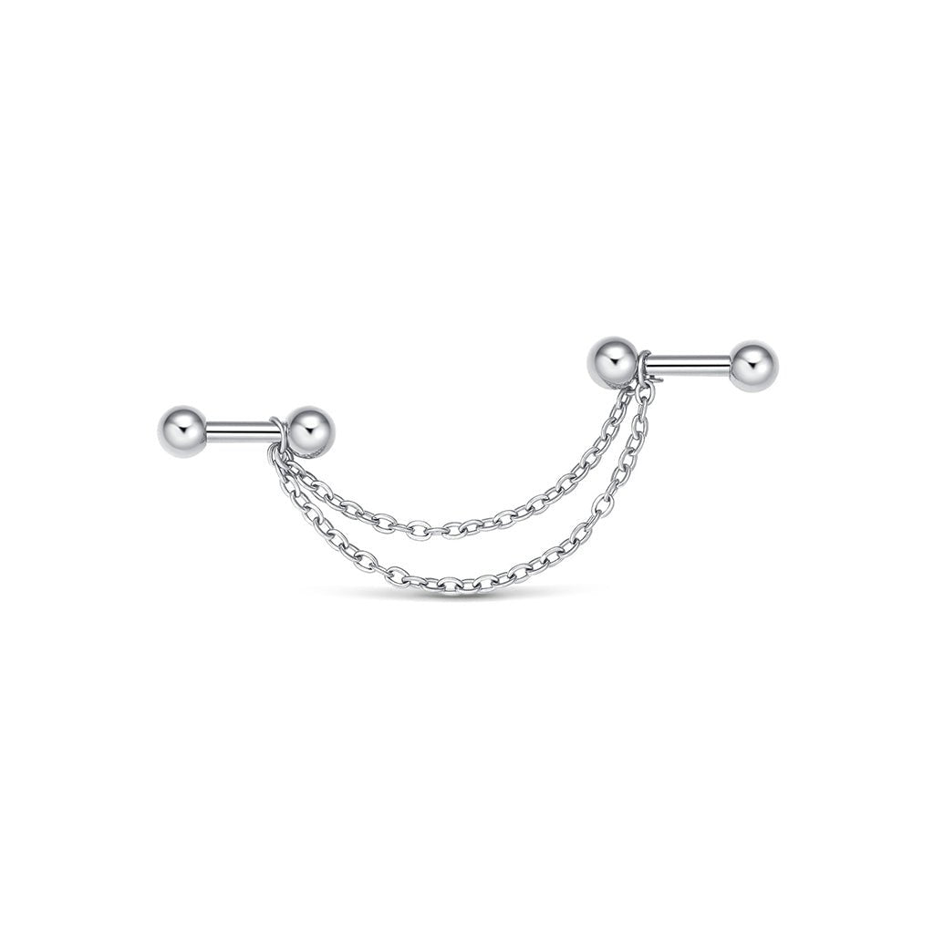 Titanium Externally Threaded Double Bar Industrial Chain Barbell - SkinKandy | Body Jewellery & Piercing Online Australia