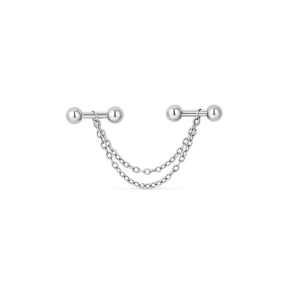 Titanium Externally Threaded Double Bar Industrial Chain Barbell - SkinKandy | Body Jewellery & Piercing Online Australia