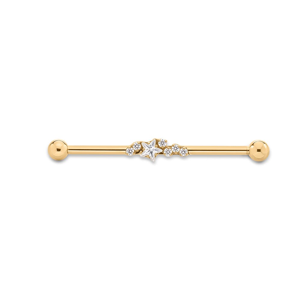 316L Stainless Steel Internally Threaded Starlight Cubic Zirconia Industrial Barbell - SkinKandy | Body Jewellery & Piercing Online Australia