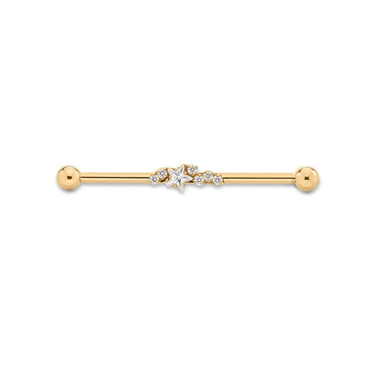 316L Stainless Steel Internally Threaded Starlight Cubic Zirconia Industrial Barbell - SkinKandy | Body Jewellery & Piercing Online Australia