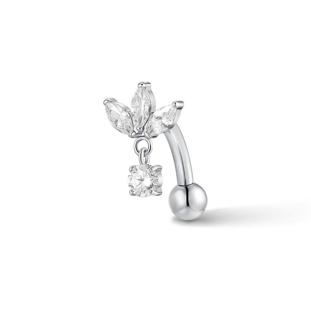 Titanium Internally Threaded Navel 3 Petal Cubic Zirconia Dangle - SkinKandy | Body Jewellery & Piercing Online Australia