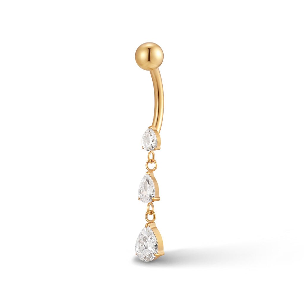 Titanium Internally Threaded Navel 3 Teardrop Cubic Zirconia Dangle - SkinKandy | Body Jewellery & Piercing Online Australia