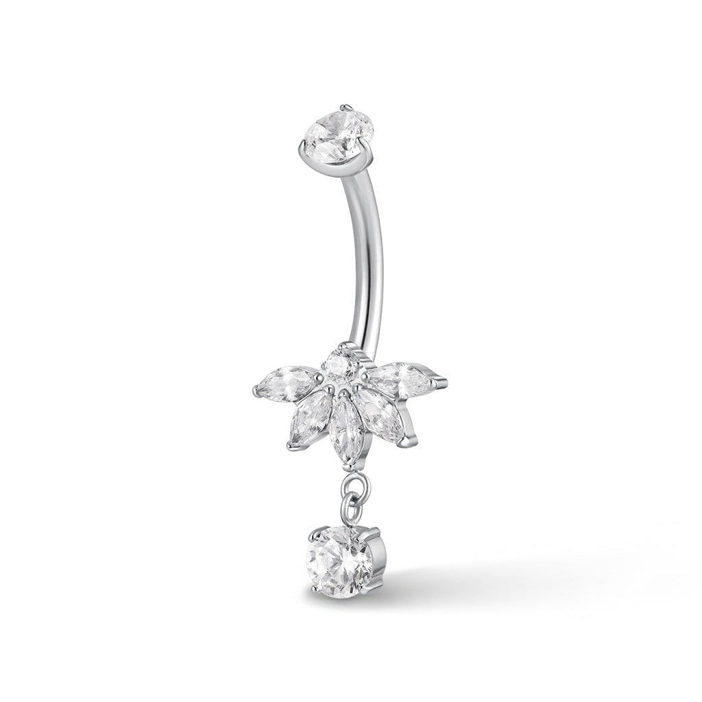 Titanium Internally Threaded Navel 5 Petal Cubic Zirconia - SkinKandy | Body Jewellery & Piercing Online Australia