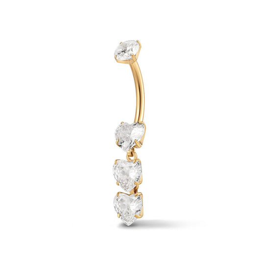 Titanium Internally Threaded Navel 3 Heart Cubic Zirconia Dangle - SkinKandy | Body Jewellery & Piercing Online Australia