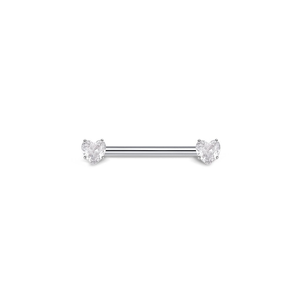 Titanium Threadless Heart Cubic Zirconia Nipple Bar - SkinKandy | Body Jewellery & Piercing Online Australia