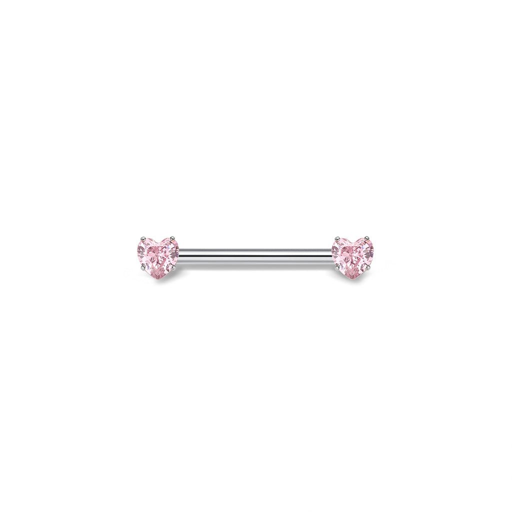Titanium Threadless Heart Cubic Zirconia Nipple Bar - SkinKandy | Body Jewellery & Piercing Online Australia