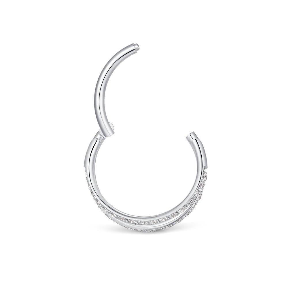 Titanium Double Hoop Cubic Zirconia Segment Ring - SkinKandy | Body Jewellery & Piercing Online Australia