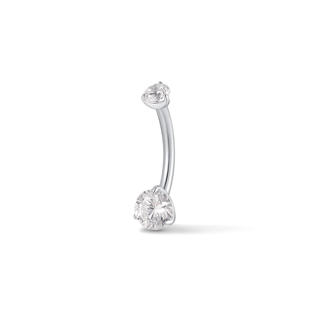 Titanium Internally Threaded Petit Round Prong Set Cubic Zirconia Navel Piercing