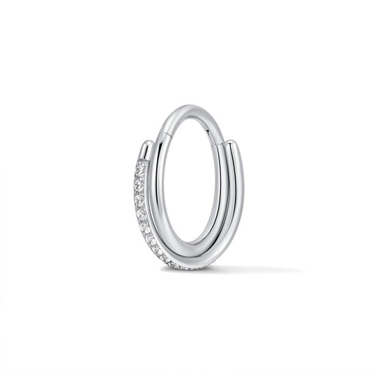 Titanium Double Hoop Side Facing Round Cubic Zirconia Segment Ring Piercing - SkinKandy | Body Jewellery & Piercing Online Australia