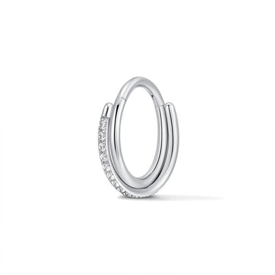 Titanium Double Hoop Side Facing Round Cubic Zirconia Segment Ring Piercing