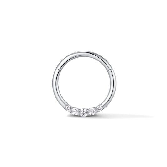 Titanium 5 Prong Set Cubic Zirconia Segment Ring Piercing - SkinKandy | Body Jewellery & Piercing Online Australia