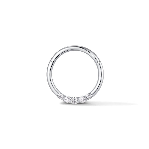 Titanium 5 Prong Set Cubic Zirconia Segment Ring Piercing
