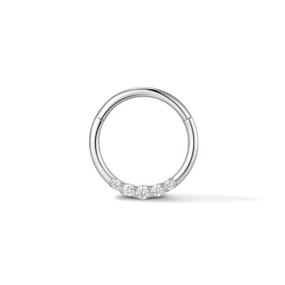 Titanium 5 Prong Set Cubic Zirconia Segment Ring Piercing