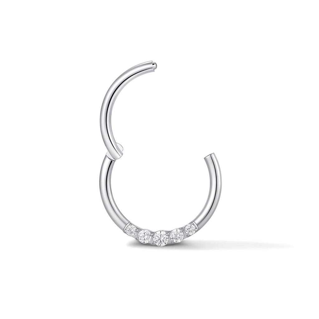 Titanium 5 Prong Set Cubic Zirconia Segment Ring Piercing - SkinKandy | Body Jewellery & Piercing Online Australia