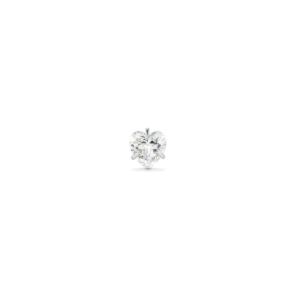 Titanium Internally Threaded Prong Set Heart Cubic Zirconia Top Piercing