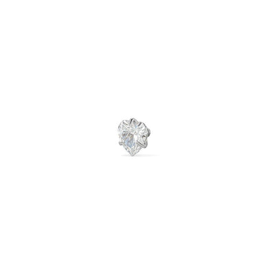 Titanium Internally Threaded Prong Set Heart Cubic Zirconia Top Piercing