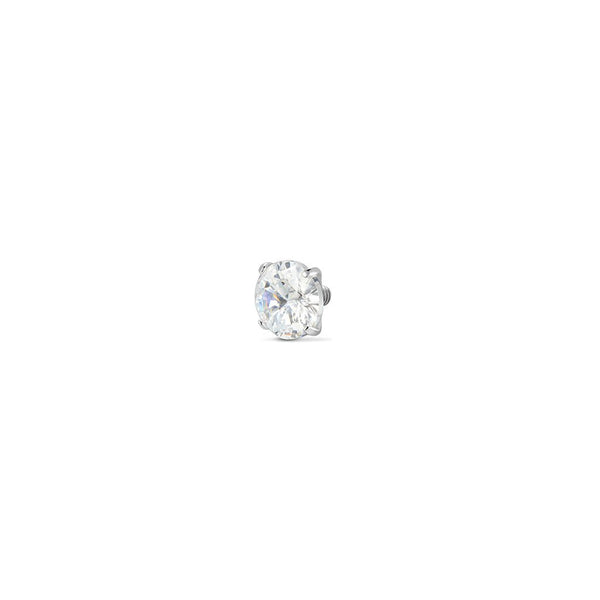 Implant Grade Titanium Internally Threaded Prong Set Round Cubic Zirconia Top Piercing