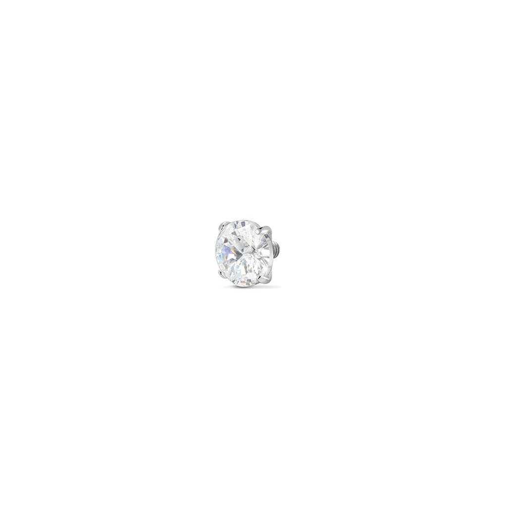 Titanium Internally Threaded Prong Set Round Cubic Zirconia Top Piercing