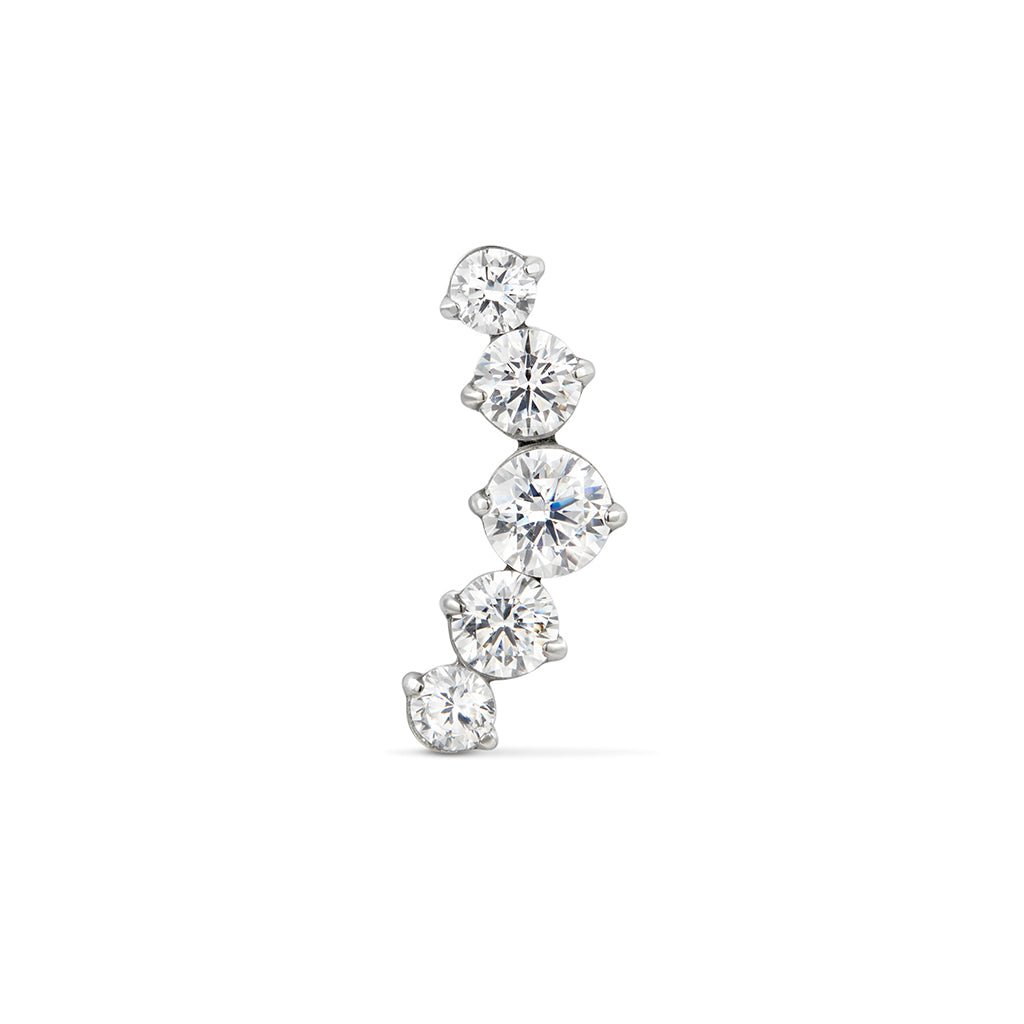 Titanium Internally Threaded 5 Round Curved Cubic Zirconia Top Piercing