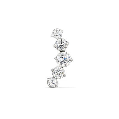 Titanium Internally Threaded 5 Round Curved Cubic Zirconia Top Piercing