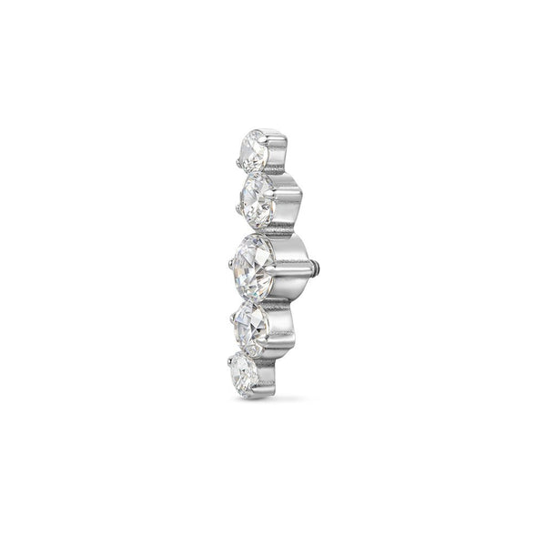 Implant Grade Titanium Internally Threaded 5 Round Curved Cubic Zirconia Top Piercing