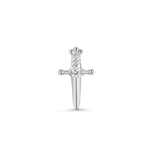 Titanium Internally Threaded Dagger Cubic Zirconia Flatback Top Piercing