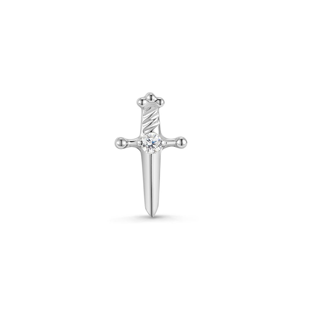 Titanium Dagger Cubic Zirconia Flatback Piercing