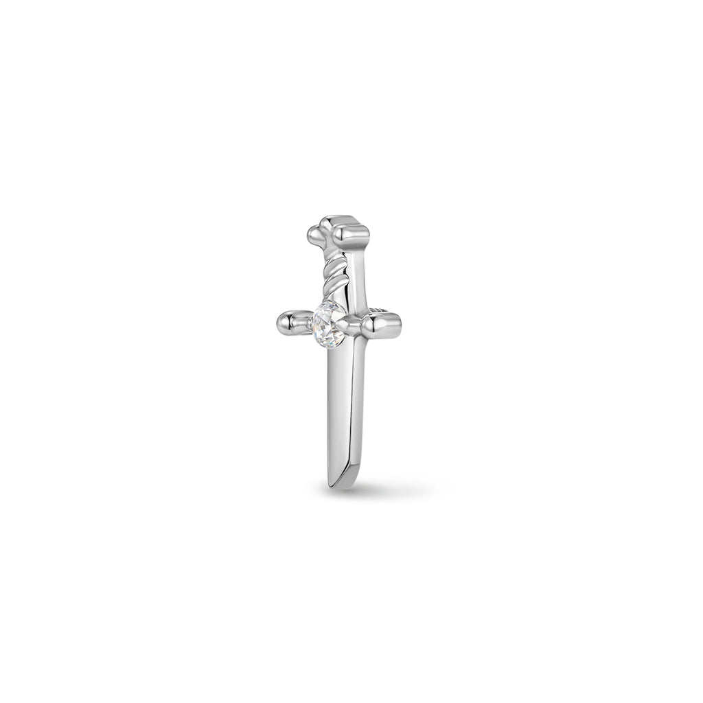 Titanium Internally Threaded Dagger Cubic Zirconia Flatback Top Piercing