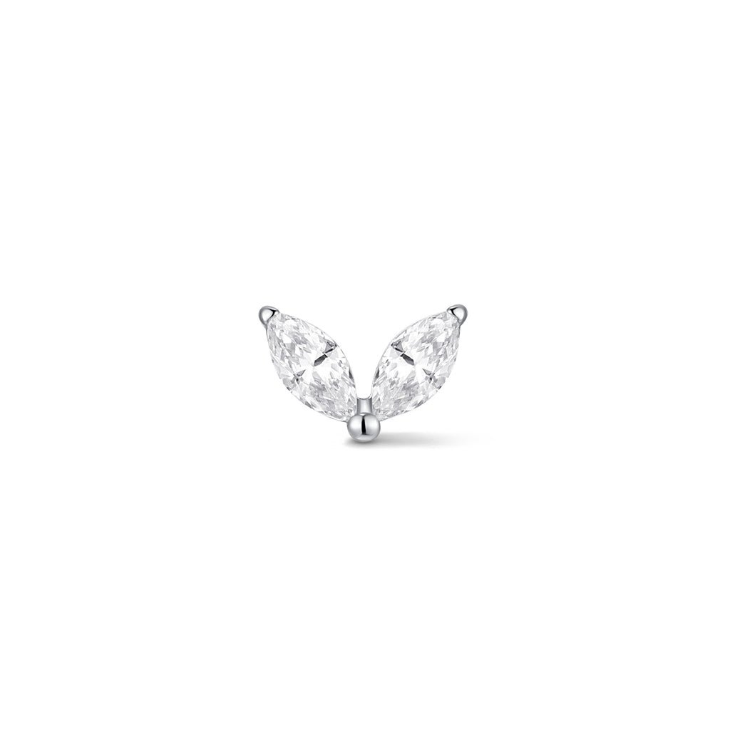 Titanium Internally Threaded Dual Marquis Cubic Zirconia Flatback Piercing
