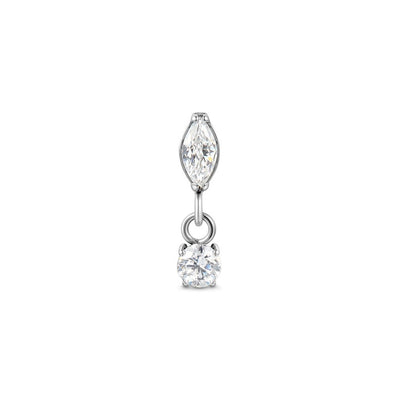 Titanium Flatback Marquis with round Cubic Zirconia Dangle Piercing