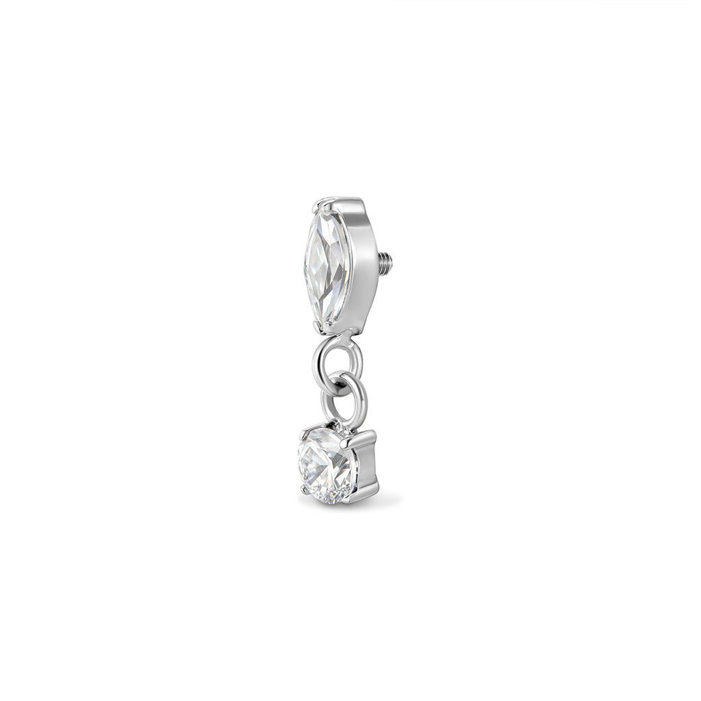 Titanium Flatback Marquis with round Cubic Zirconia Dangle Piercing