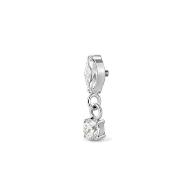 Titanium Flatback Marquis with round Cubic Zirconia Dangle Piercing