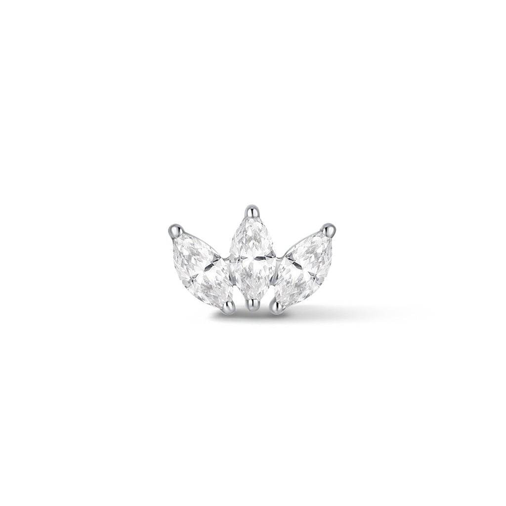 Titanium Petite Triple Fan Marquis Cubic Zirconia Flatback Piercing