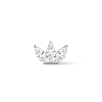 Titanium Petite Triple Fan Marquis Cubic Zirconia Flatback Piercing