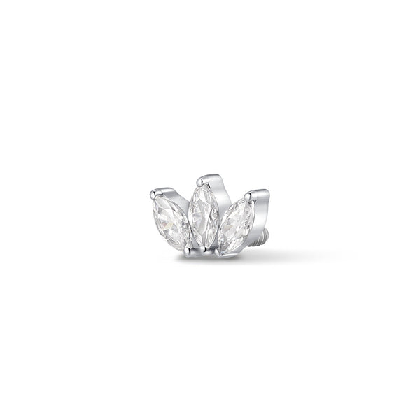 Implant Grade Titanium Internally Threaded Triple Marquis Fan Cubic Zirconia Top Piercing