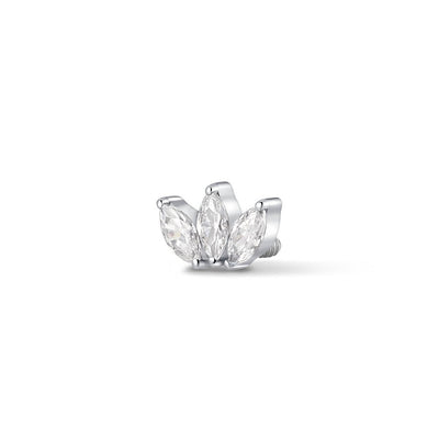 Titanium Petite Triple Fan Marquis Cubic Zirconia Flatback Piercing