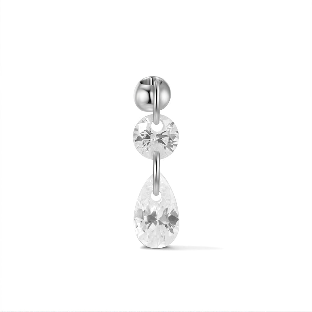Titanium Internally Threaded Round Teardrop Duo Cubic Zirconia Top Piercing - SkinKandy | Body Jewellery & Piercing Online Australia