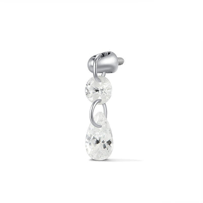 Titanium Internally Threaded Round Teardrop Duo Cubic Zirconia Top Piercing