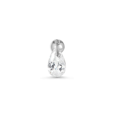 Titanium Internally Threaded Teardrop Cubic Zirconia Top Piercing