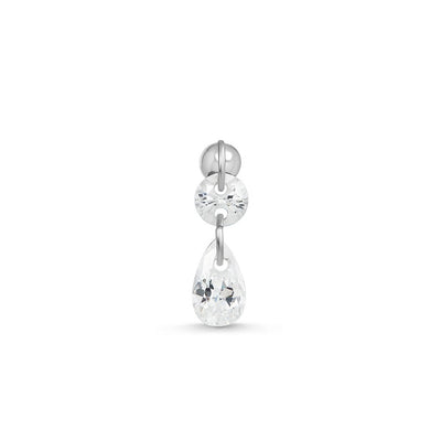 Titanium Threadless Round Teardrop Duo Top Piercing