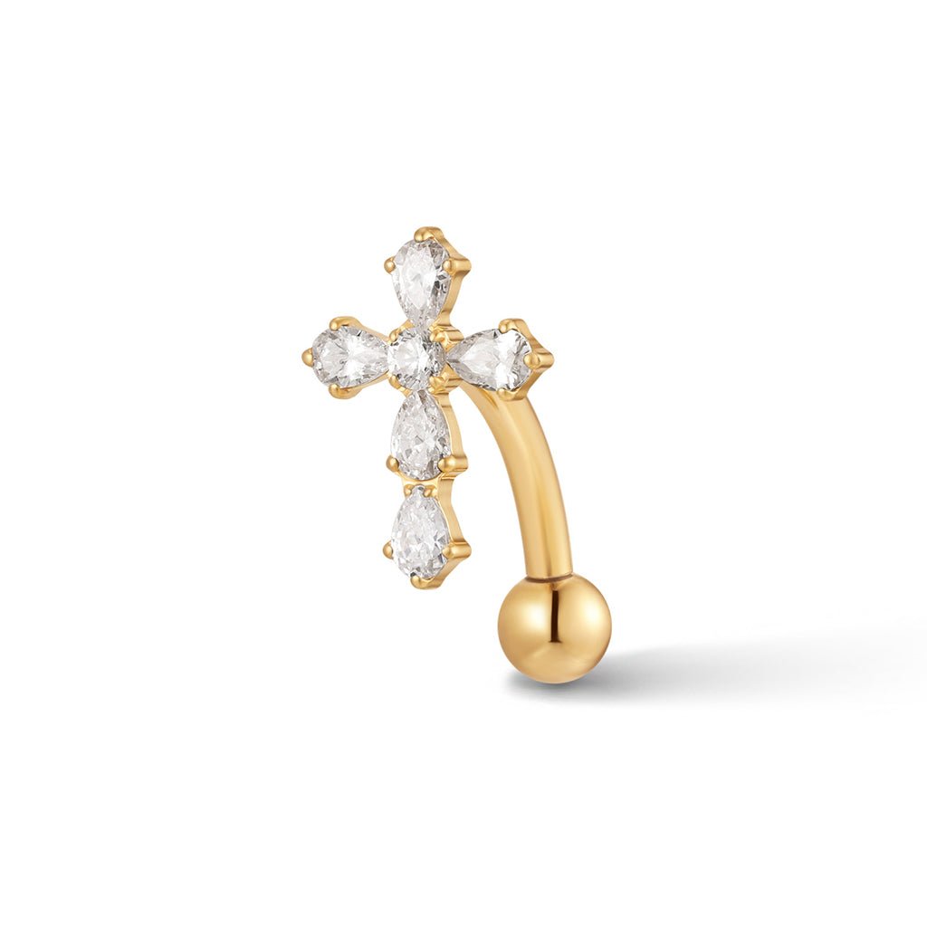 Titanium Internally Threaded Navel Cross Cubic Zirconia - SkinKandy | Body Jewellery & Piercing Online Australia