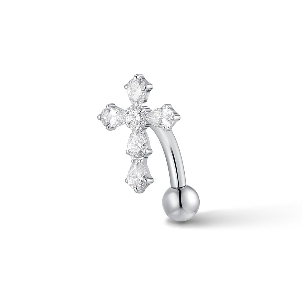 Titanium Internally Threaded Navel Cross Cubic Zirconia - SkinKandy | Body Jewellery & Piercing Online Australia