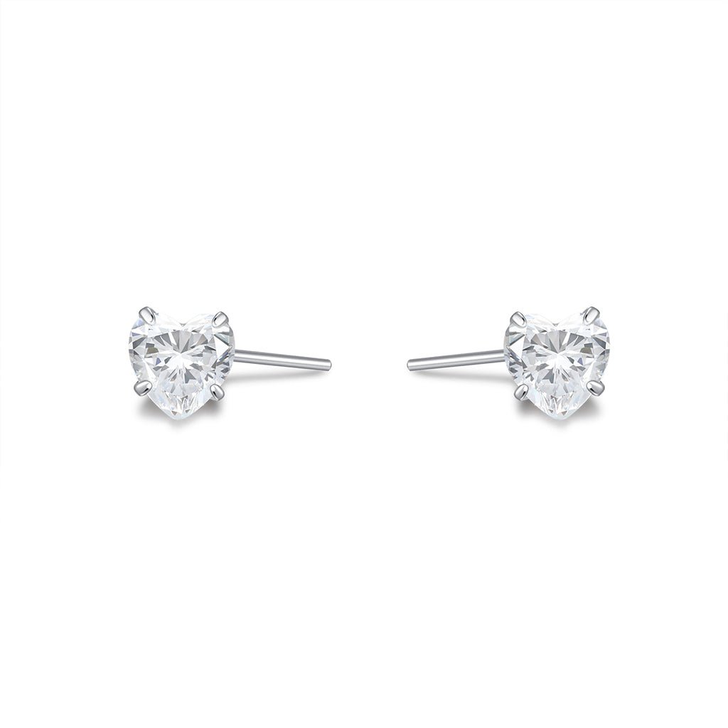 Titanium Threadless Heart 4 Claw Cubic Zirconia Pair Piercing - SkinKandy | Body Jewellery & Piercing Online Australia